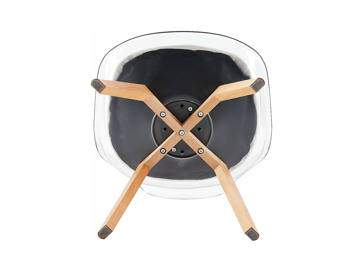 Lot de 4 chaises scandinaves avec pieds en bois de hêtre, chaises de cuisine transparentes avec coussin en cuir PU blanc