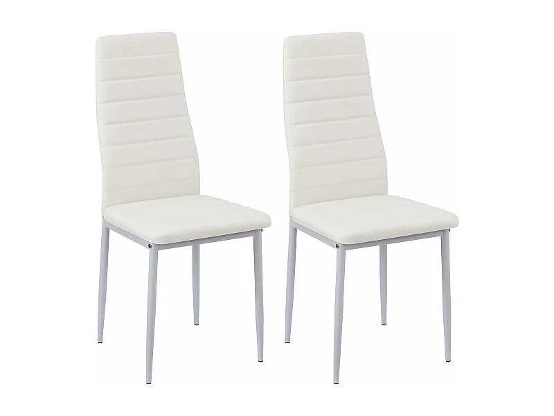 Lot de 2 Chaises de Salle à Manger en PVC Chaise de Cuisine Moderne Chaise-Blanc