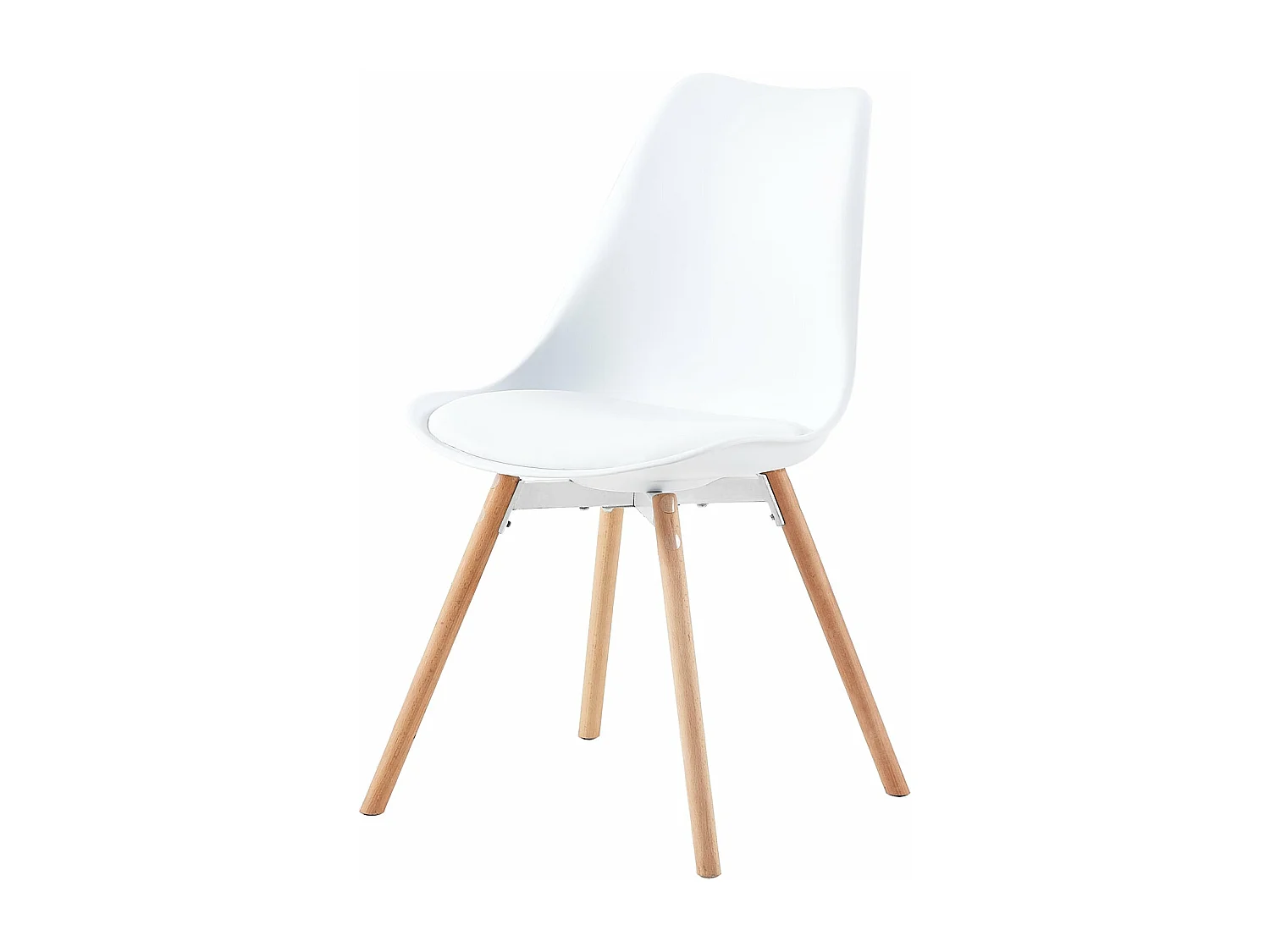 Lot de 4 Chaises de Salle à Manger en PP avec Pieds en Hêtre-Blanc