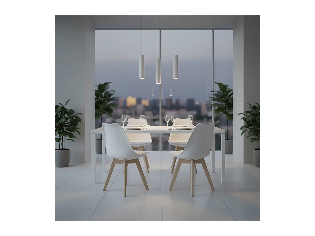 Lot de 4 chaises design contemporain nordique scandinave Blanc,chaises de cuisine en bois