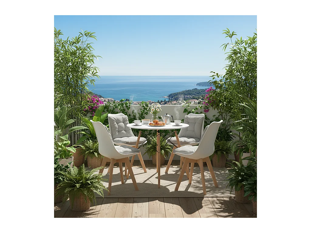 Lot de 4 chaises design contemporain nordique scandinave Blanc,chaises de cuisine en bois