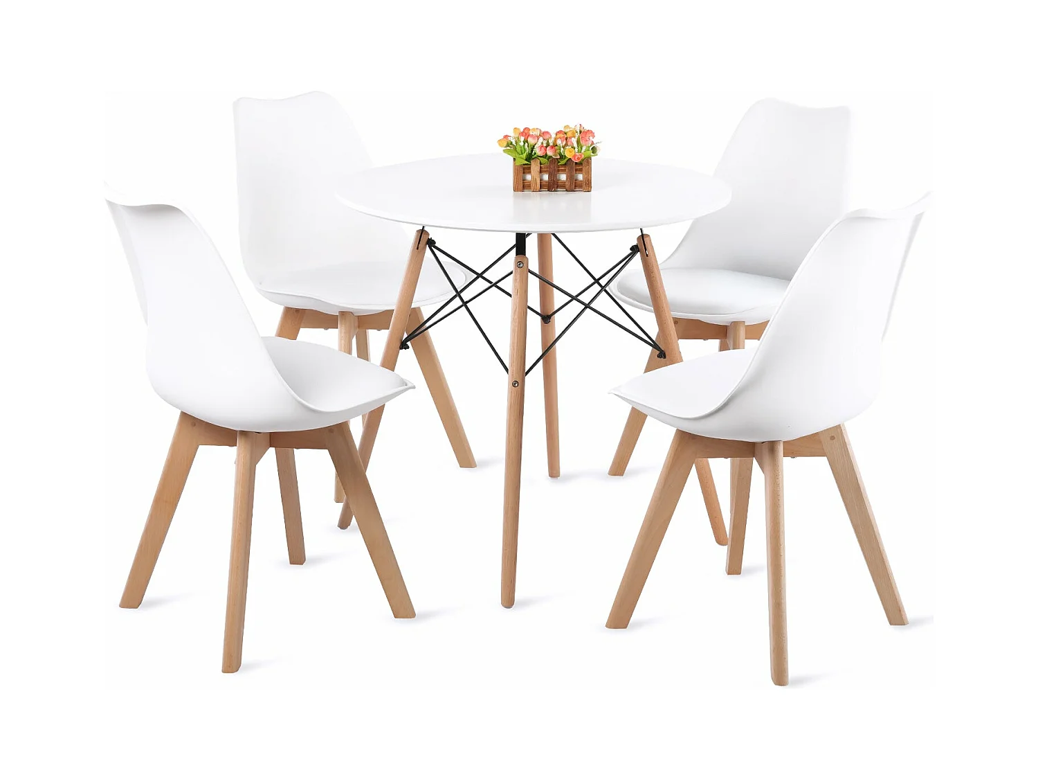 Lot de 4 chaises design contemporain nordique scandinave Blanc,chaises de cuisine en bois