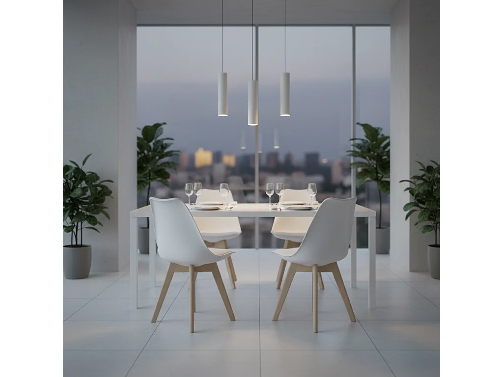 Lot de 4 chaises design contemporain nordique scandinave Blanc,chaises de cuisine en bois