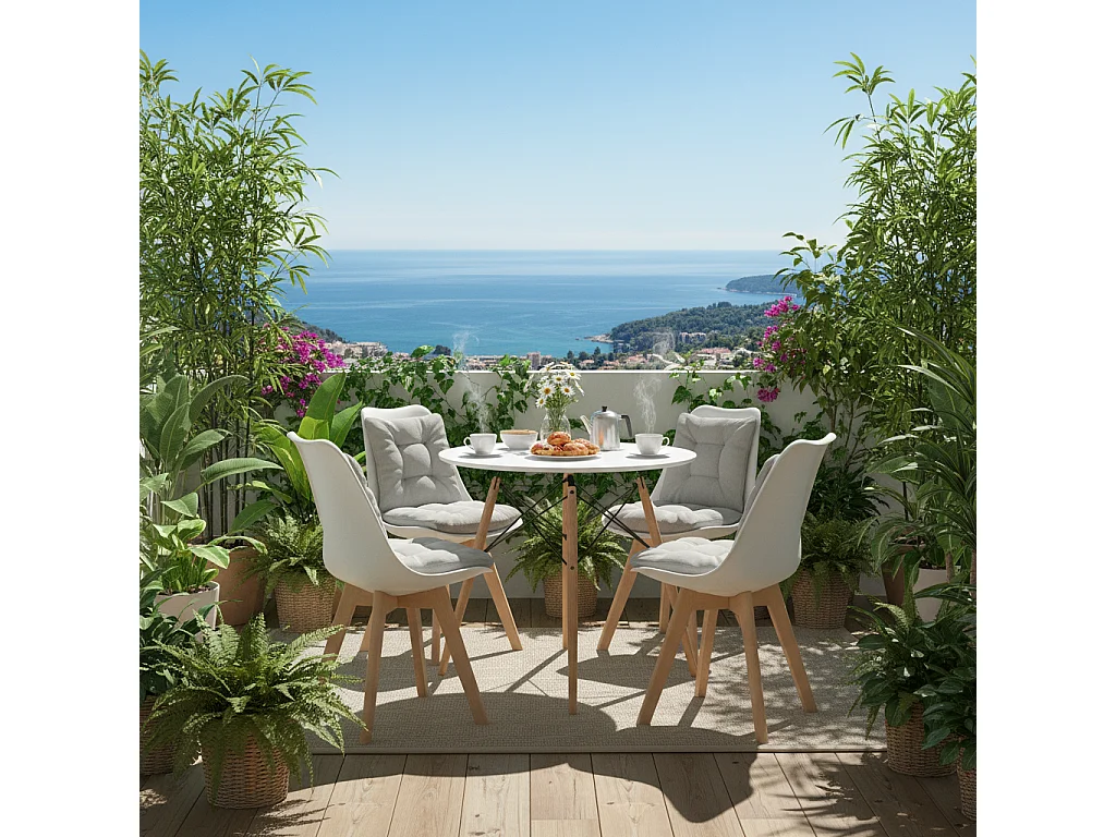 Lot de 4 chaises design contemporain nordique scandinave Blanc,chaises de cuisine en bois