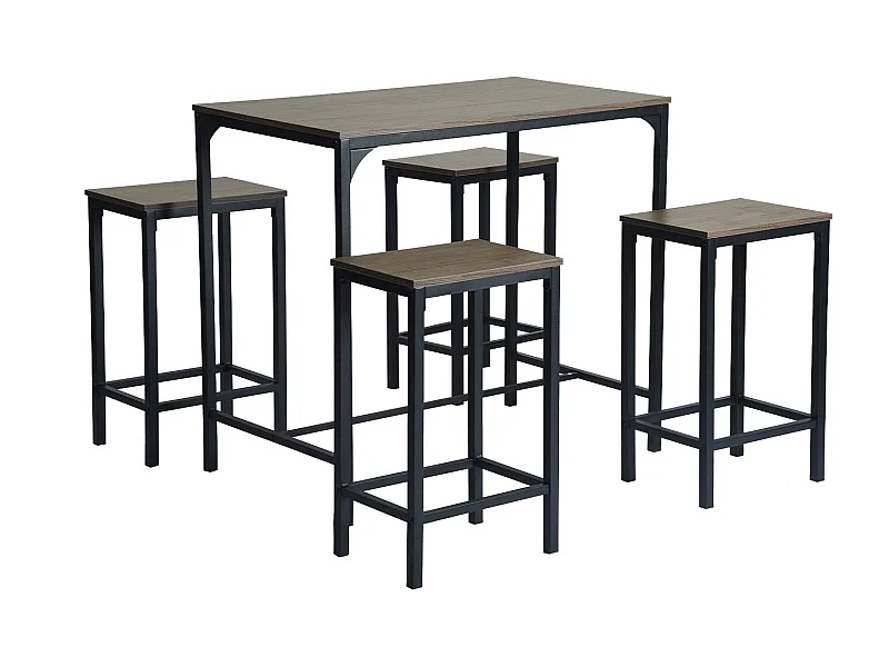 Ensemble de Table de Bar avec 1 Table et 4 Chaises, Design Moderne