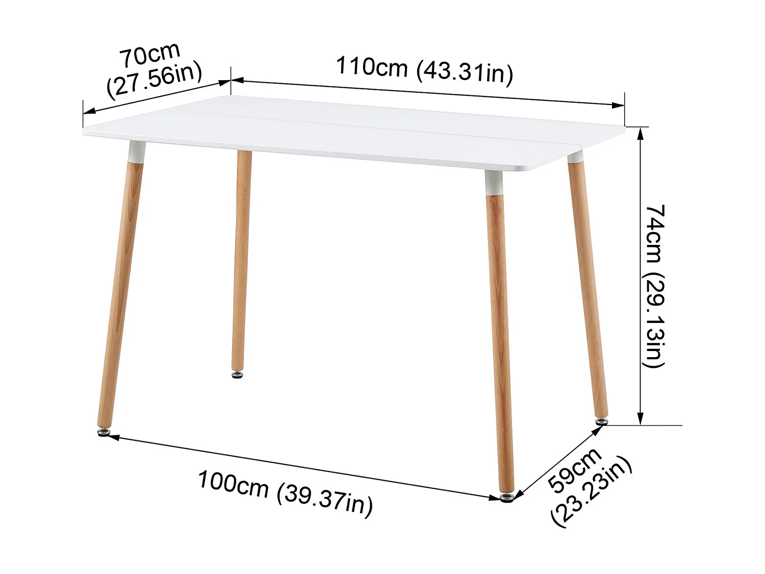 Ensemble de Table et Chaises - Table Blanche pour 2 à 4 Personnes Accompagnée de 4 Chaises Blanches au Design Épuré