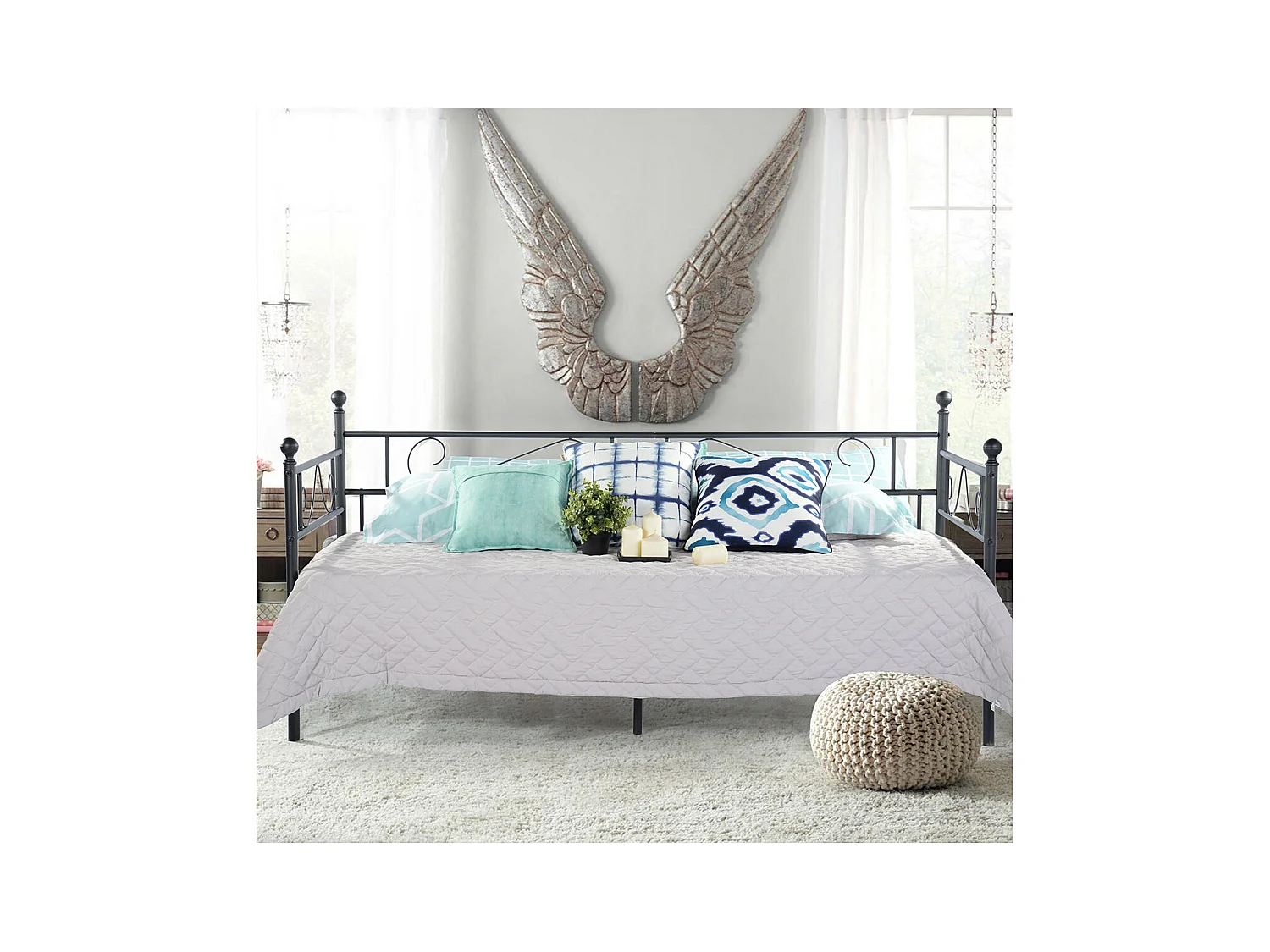 Cadre de Lit Simple en Métal - 90x190 cm - Noir