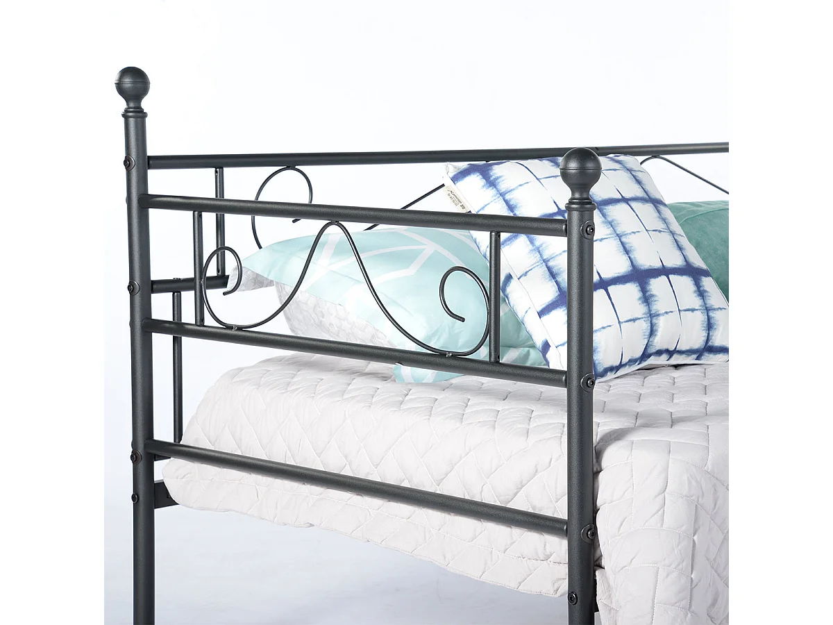 Cadre de Lit Simple en Métal - 90x190 cm - Noir