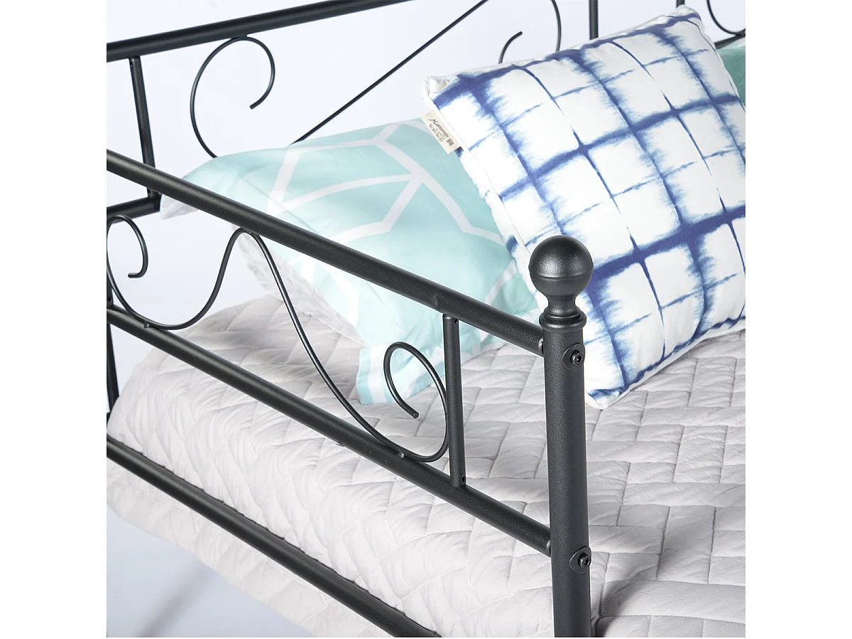 Cadre de Lit Simple en Métal - 90x190 cm - Noir