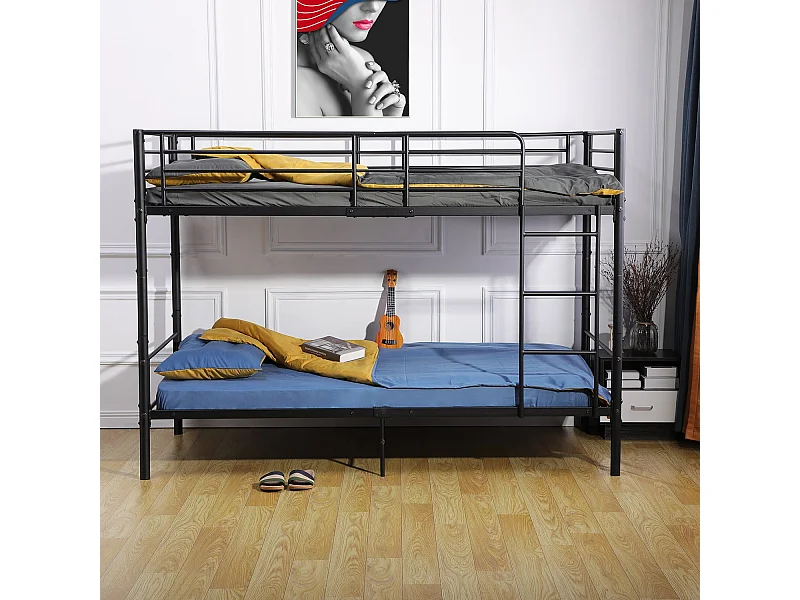 Lits Superposés de Style Industriel avec Échelle - Noir
