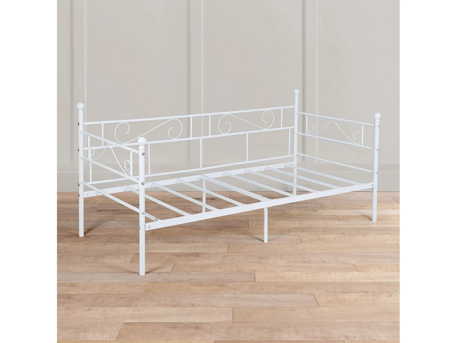 Canapé-Lit Simple en Métal - 90x190 cm - Blanc