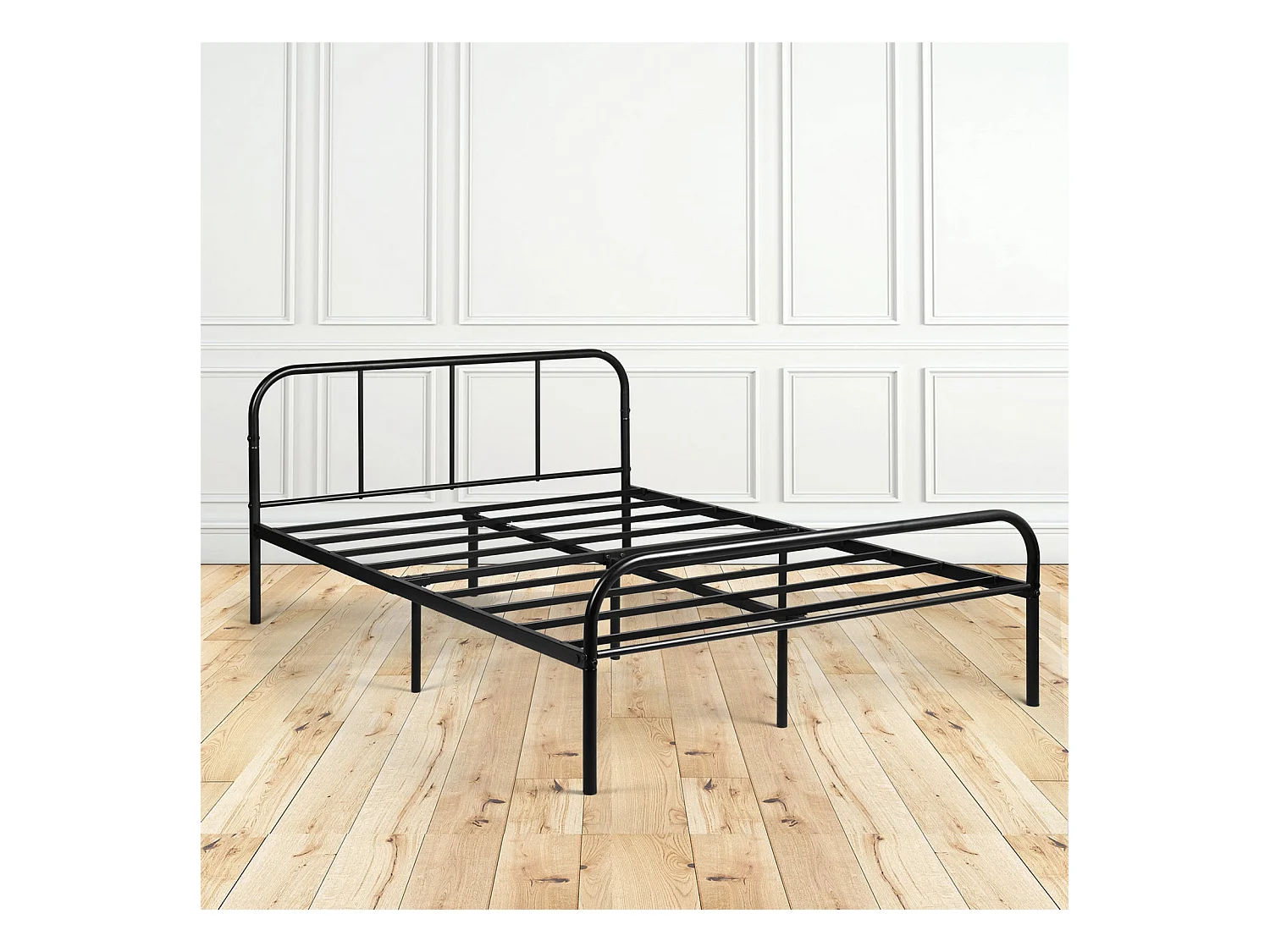 Lit Double en métal Design Cadre de lit 140x190cm-Noir