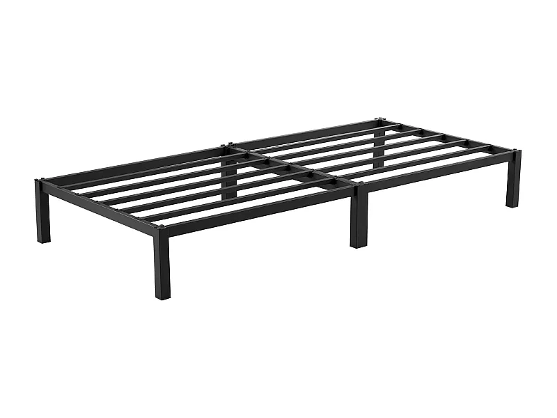 Lit Simple Cadre de Lit Plateforme en métal avec Rangement sous Le lit, Lit Adolescent,lit 90 x 200 cm, Assemblage Rapide sans Vis, Noir