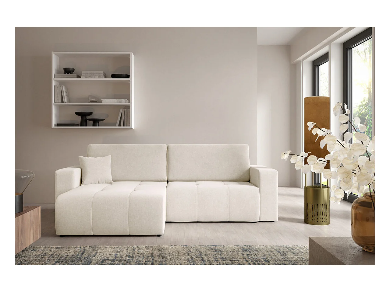 Ecksofa mit Schlaffunktion MOLINIO L Creme