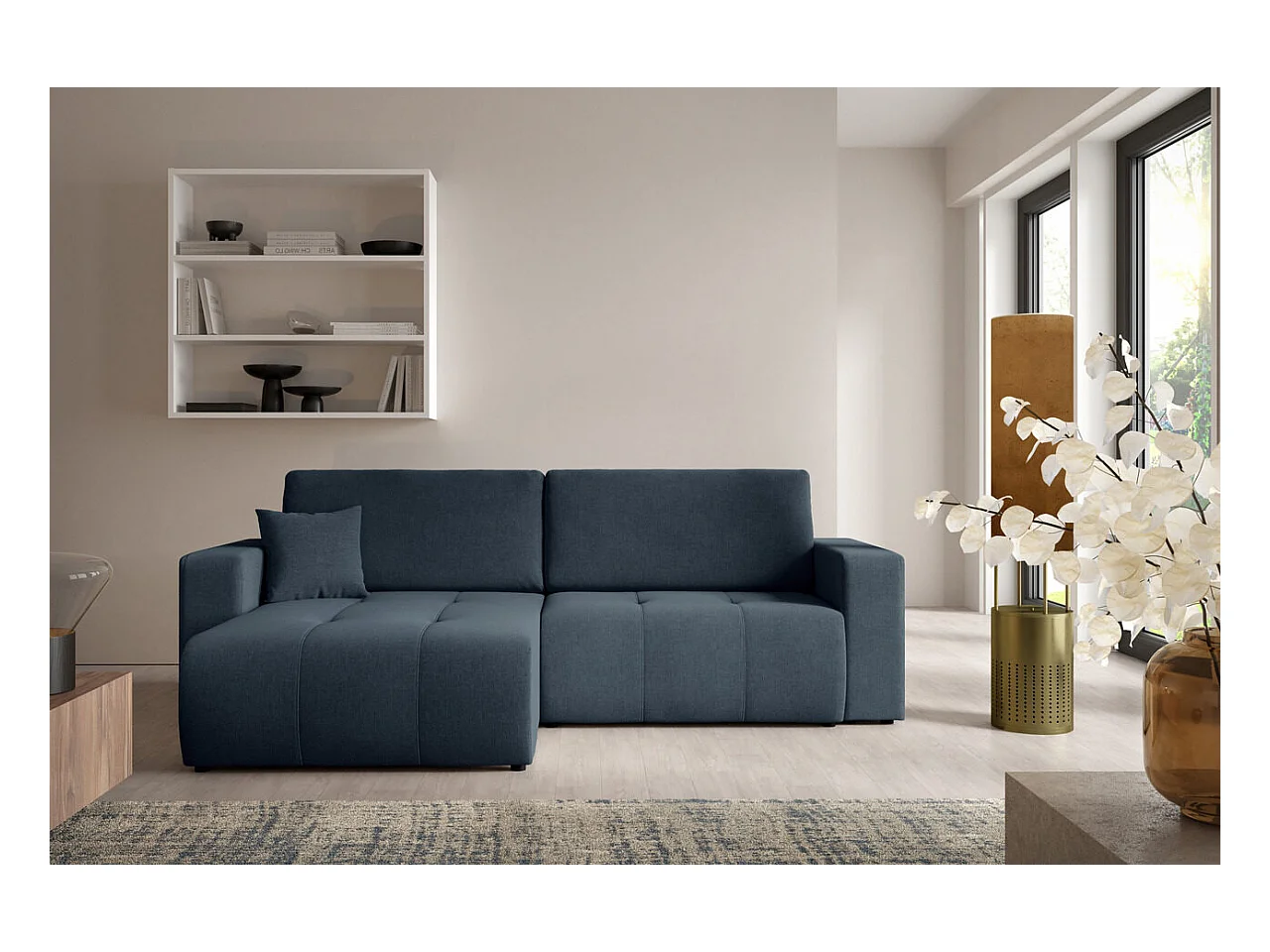 Hoekbankbed MOLINIO L Blauw