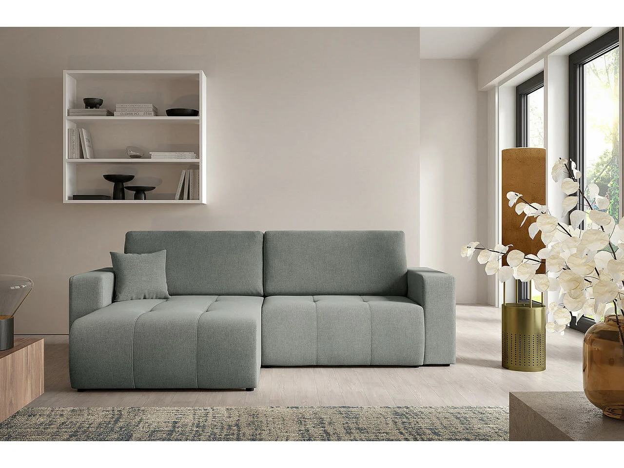 Canapé d'angle convertible MOLINIO L Gris clair