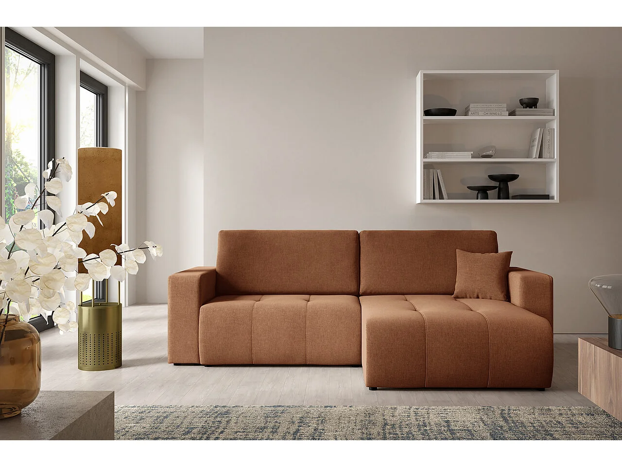 Canapé d'angle convertible MOLINIO L Orange