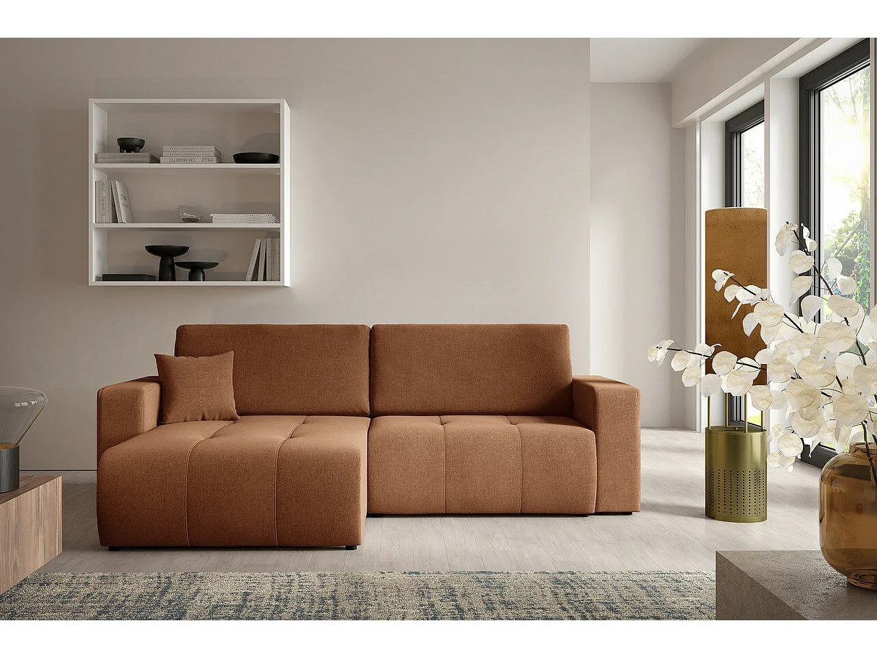 Canapé d'angle convertible MOLINIO L Orange