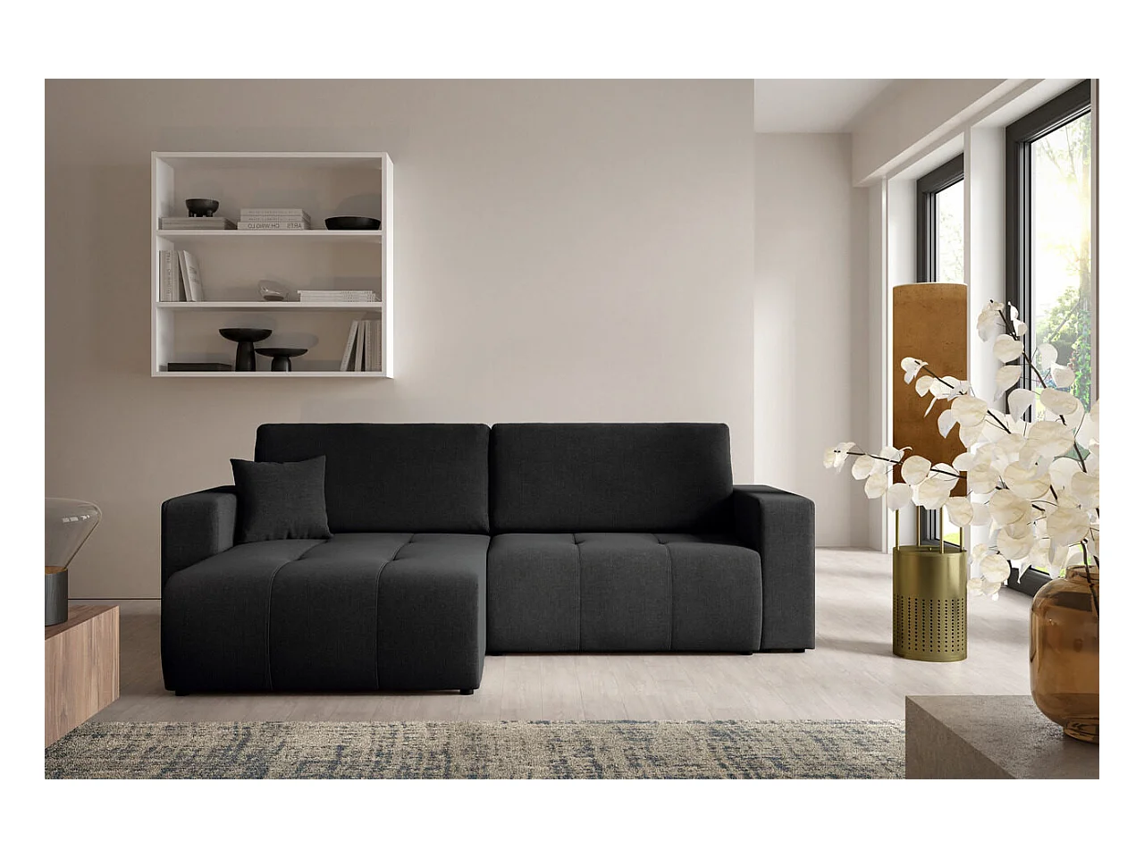 Ecksofa mit Schlaffunktion MOLINIO L Schwarz