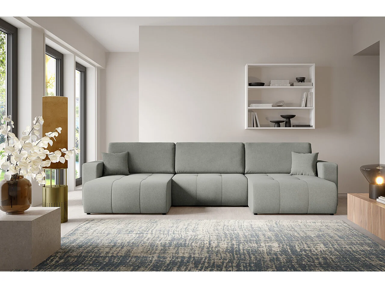 Canapé d'angle convertible MOLINIO U Gris clair