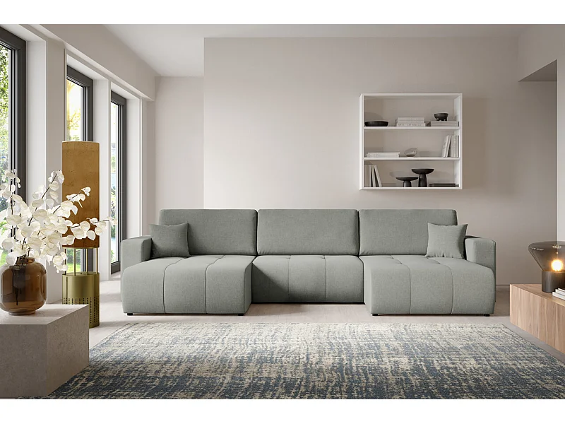 Hoekbankbed MOLINIO U Lichtgrijs