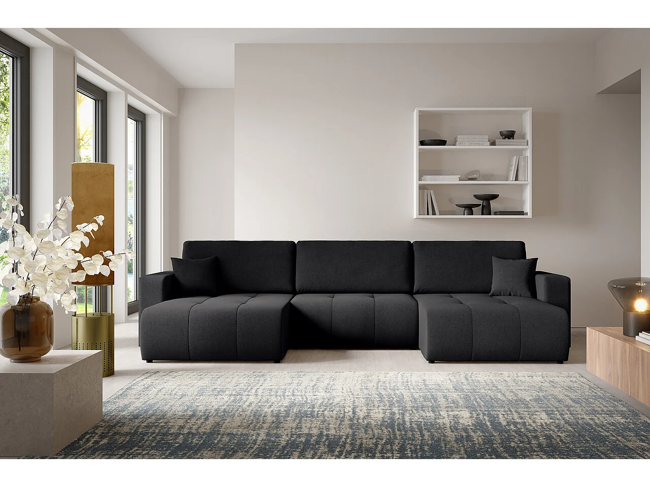 Canapé d'angle convertible MOLINIO U Noir