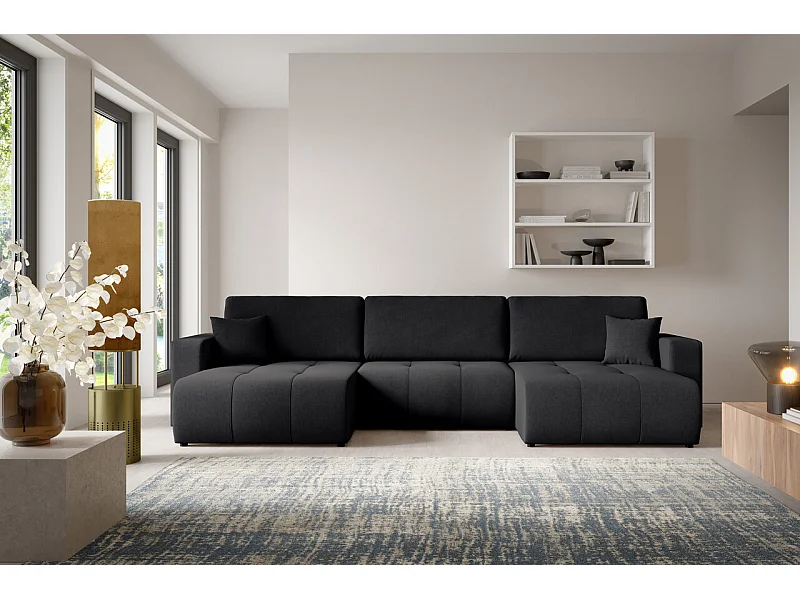 Ecksofa mit Schlaffunktion MOLINIO U Schwarz