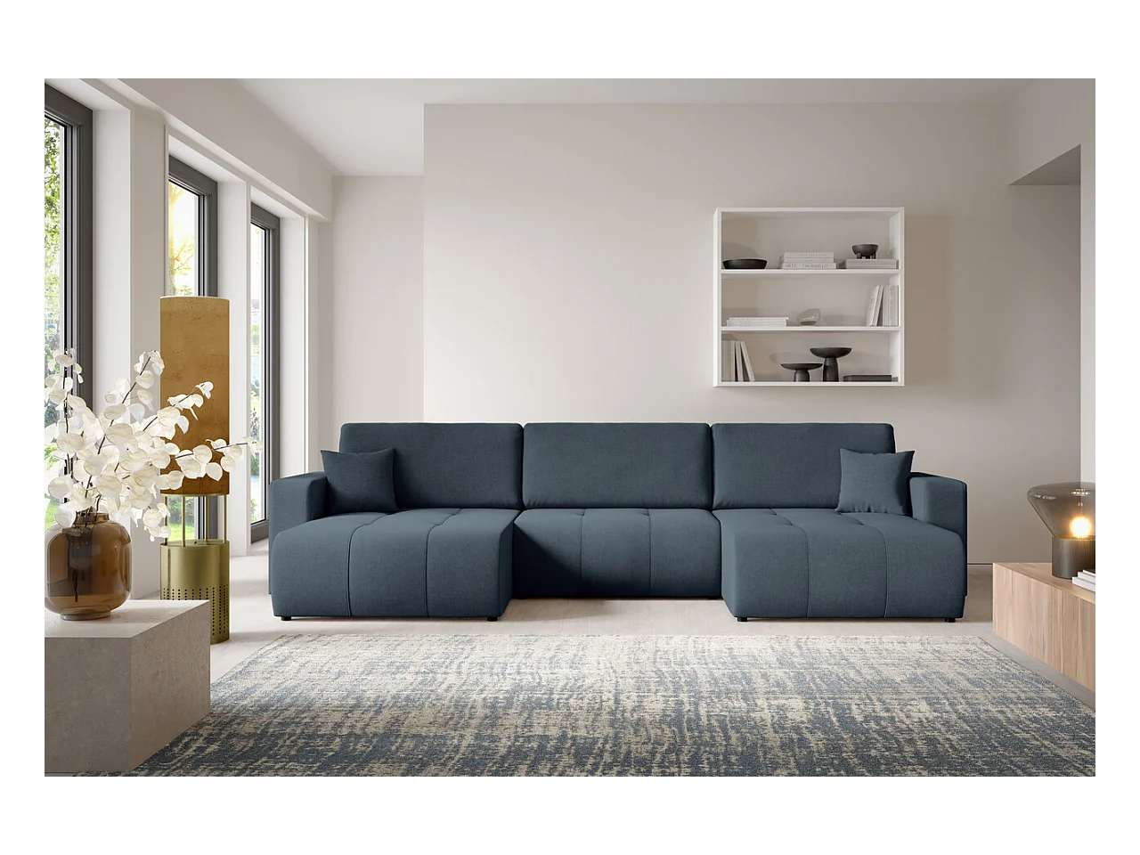 Hoekbankbed MOLINIO U Blauw