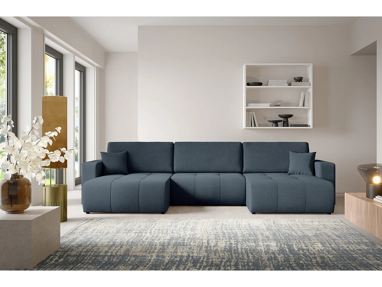 Hoekbankbed MOLINIO U Blauw