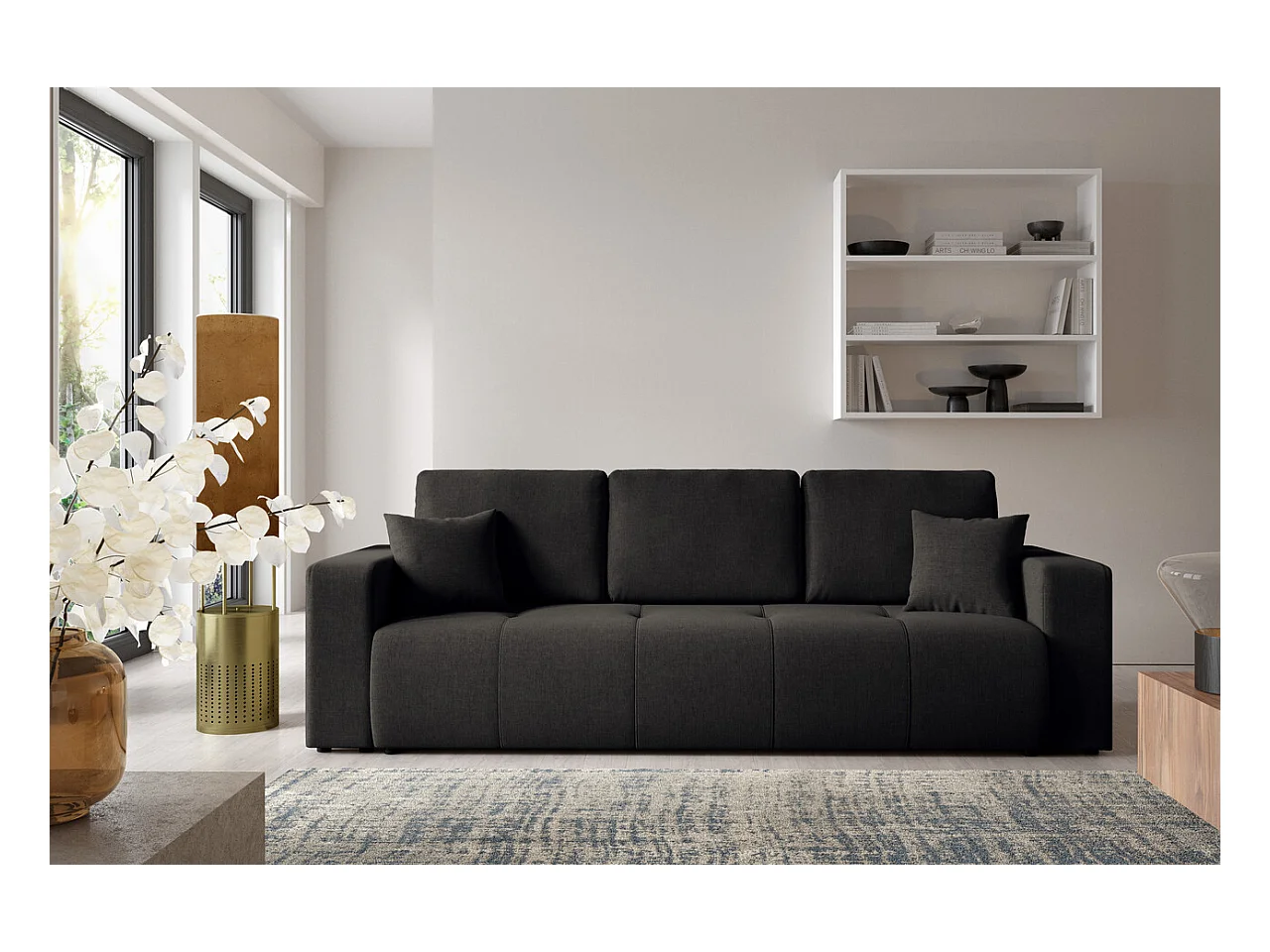 Schlafsofa mit Bettkasten MOLINIO Schwarz