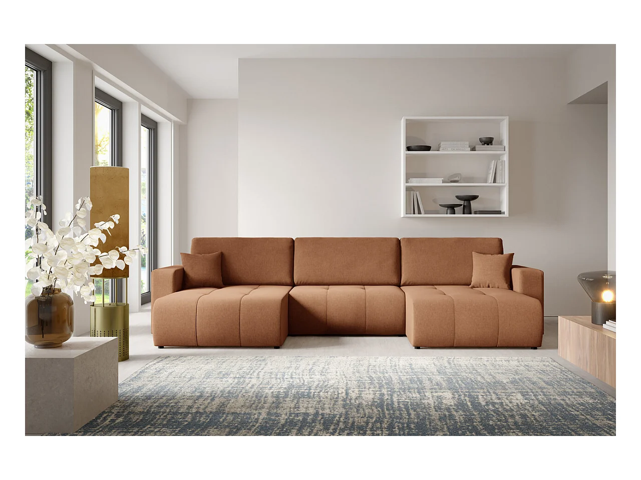 Hoekbankbed MOLINIO U Oranje