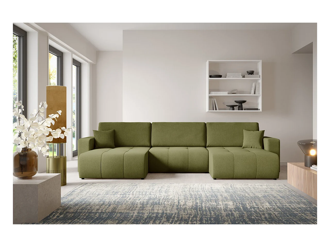 Hoekbankbed MOLINIO U Groen
