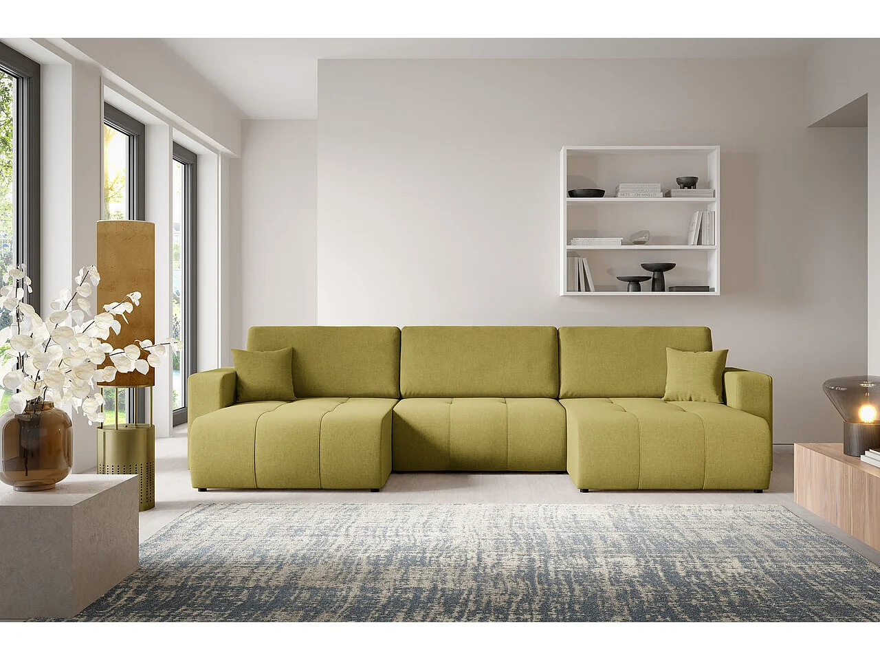 Canapé d'angle convertible MOLINIO U Vert olive