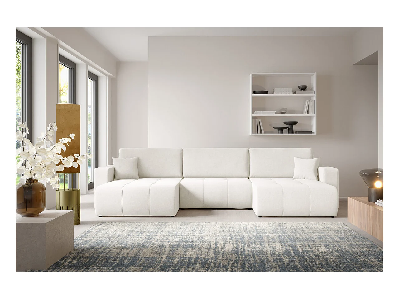 Ecksofa mit Schlaffunktion MOLINIO U Creme