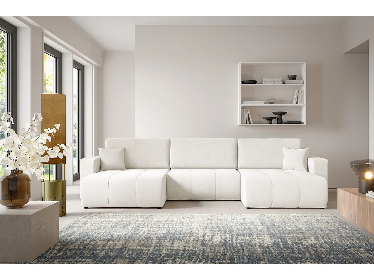 Canapé d'angle convertible MOLINIO U Creme