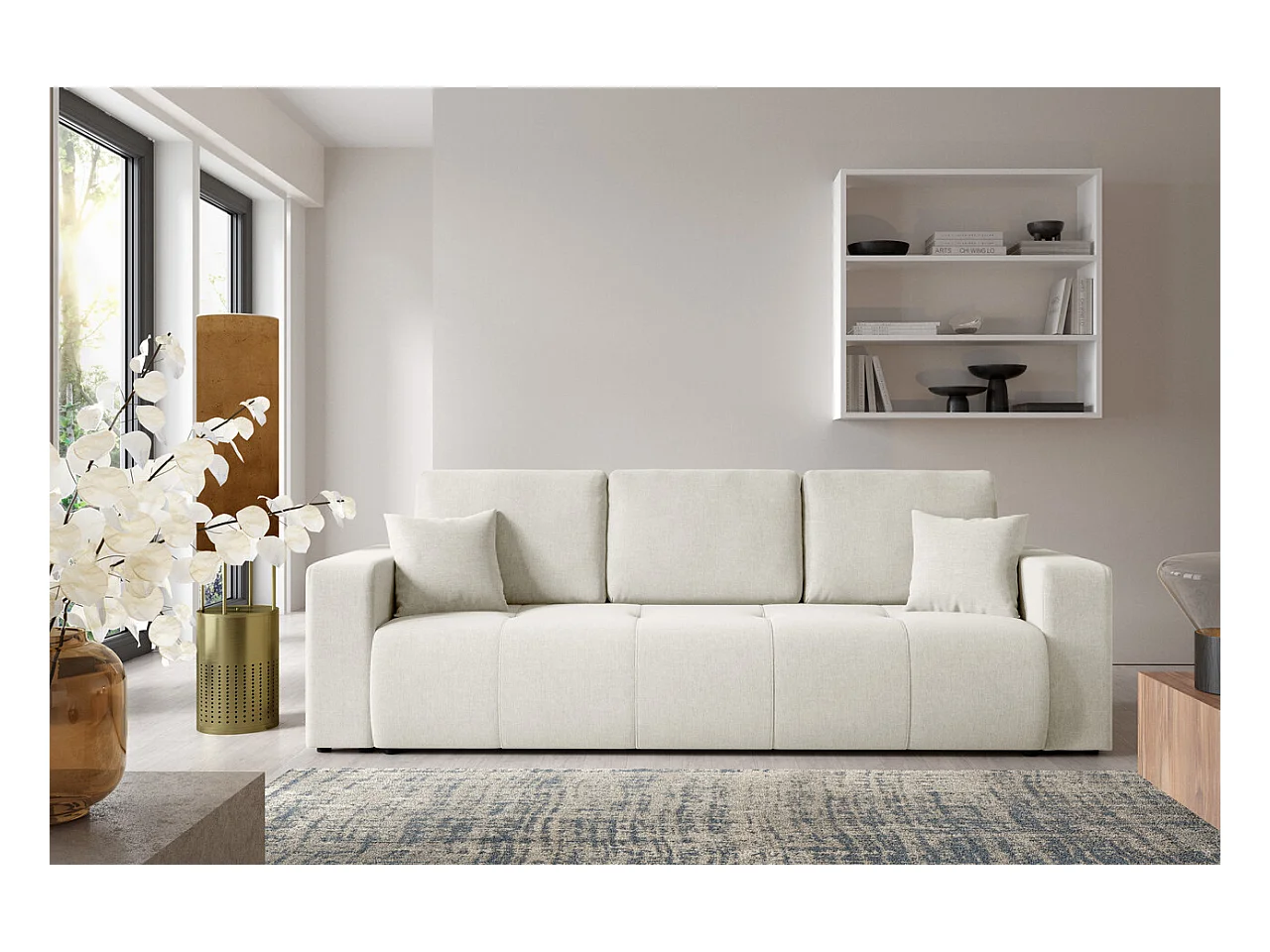 Schlafsofa mit Bettkasten MOLINIO Creme
