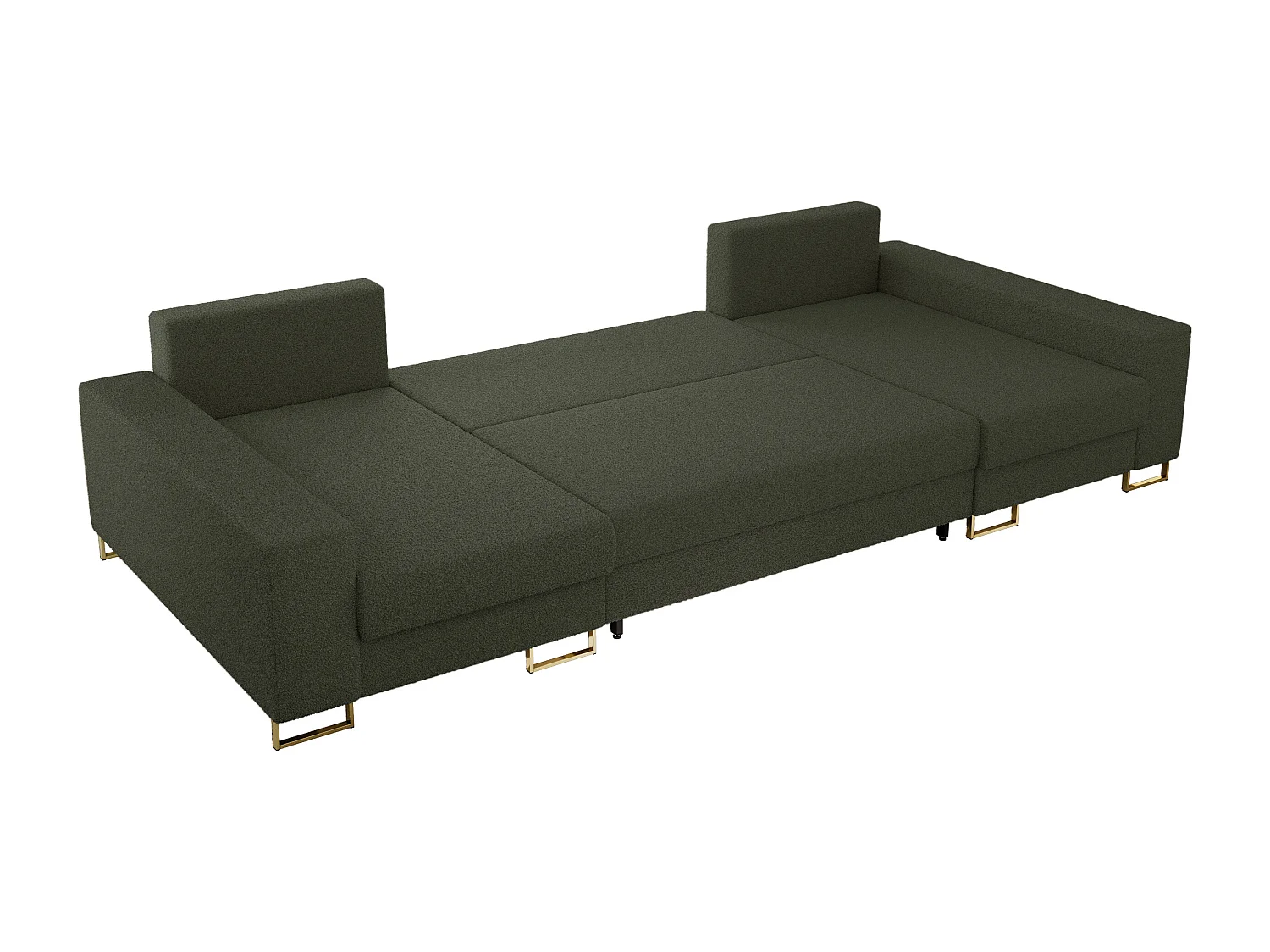 Ecksofa DORIAN U, Wohnlandschaft, Ecksofa mit Armlehnen, schlaffunktion und Bettkästen - Grün Boucle
