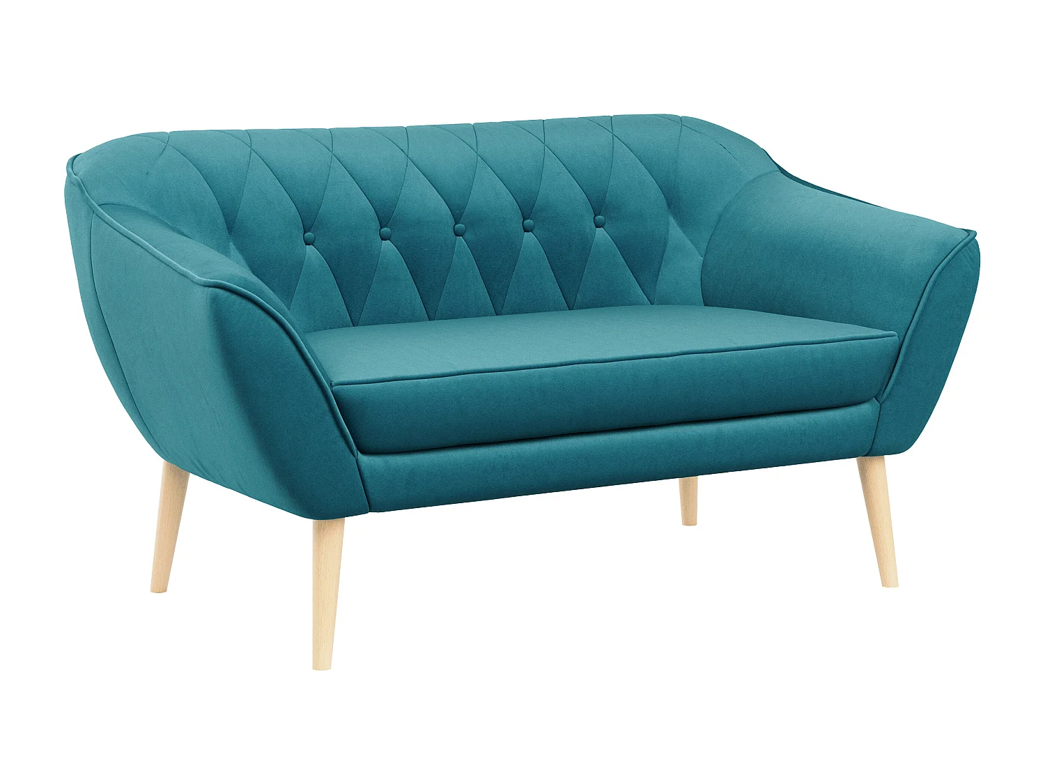 Sofa PIRS - 2-Sitzer, mit Armlehnen, Skandinavisches Design - Blau Velvet