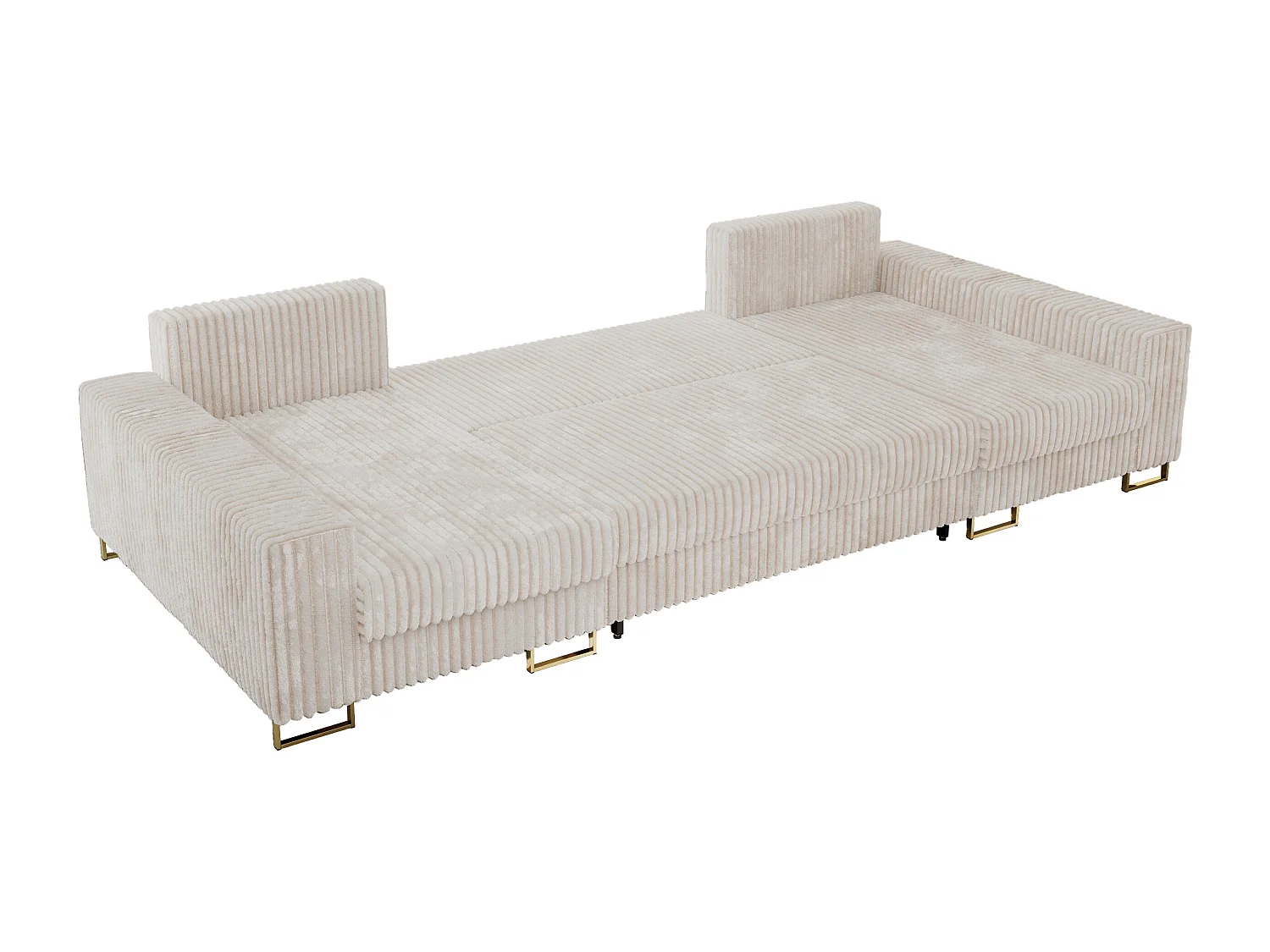 Ecksofa DORIAN U, Wohnlandschaft, Ecksofa mit Armlehnen, schlaffunktion und Bettkästen - Beige Cord