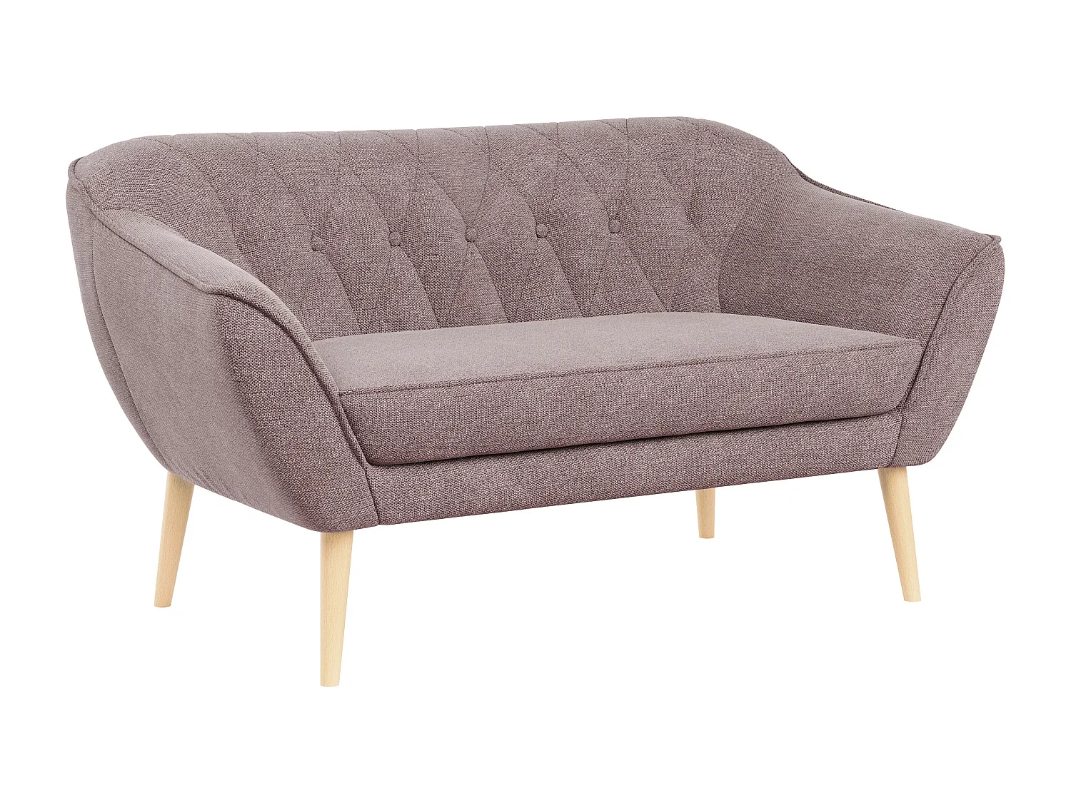 Sofa PIRS - 2-Sitzer, mit Armlehnen, Skandinavisches Design - Rosa Stukture