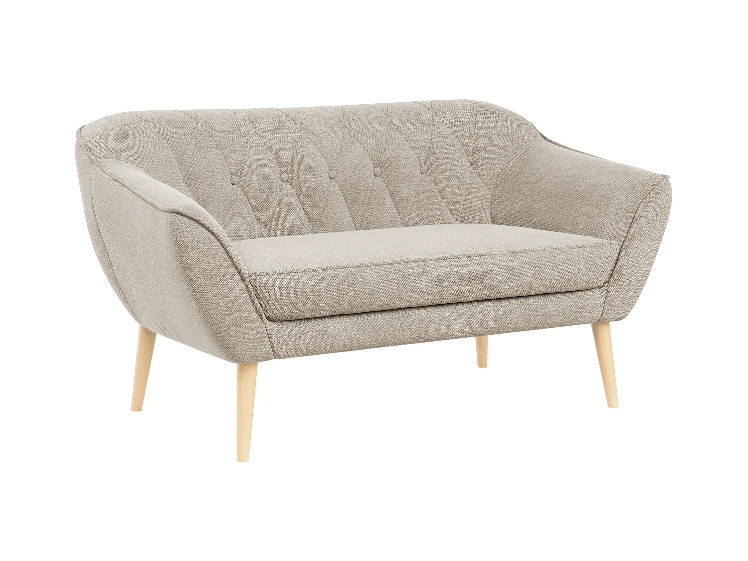 Sofa PIRS - 2-Sitzer, mit Armlehnen, Skandinavisches Design - Beige Stukture