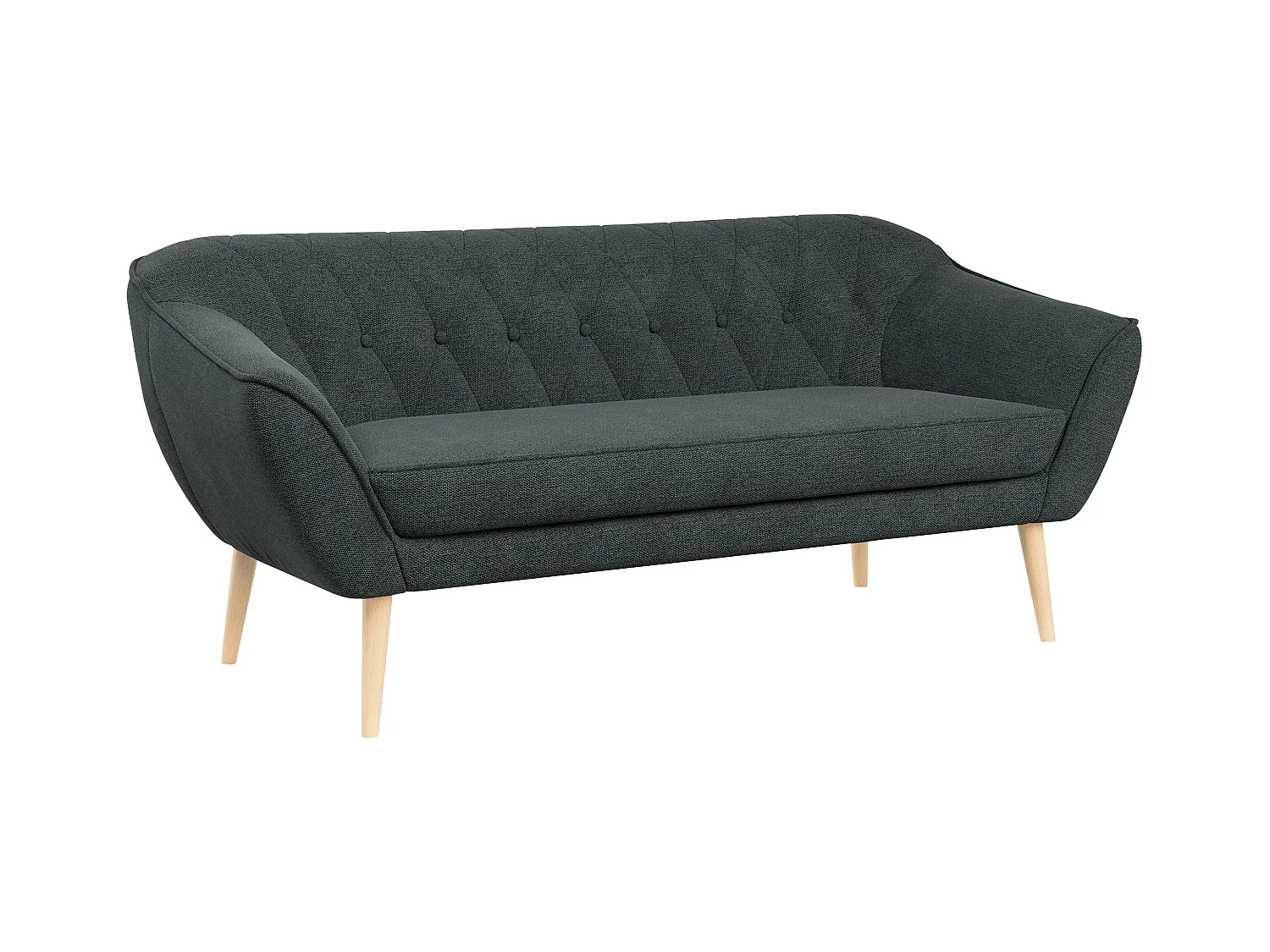 Sofa PIRS - 3-Sitzer Skandinavischer Sofa, mit Armlehnen, Holzbeine - Dunkelgrau Stukture