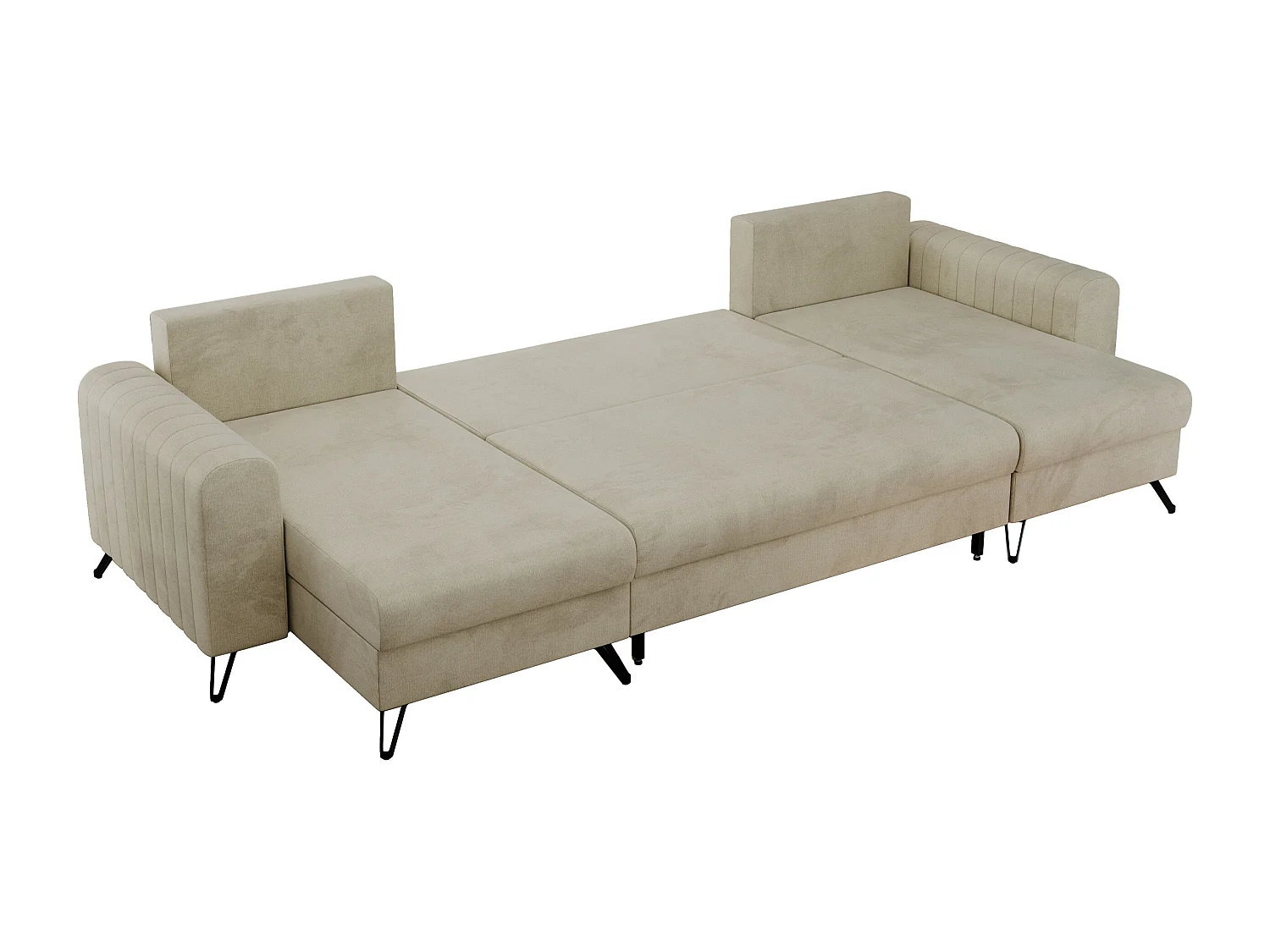 Ecksofa AXEL U, lose kissen, Ecksofa l-förmig, schlaffunktion und Bettkästen - Beige Velvet