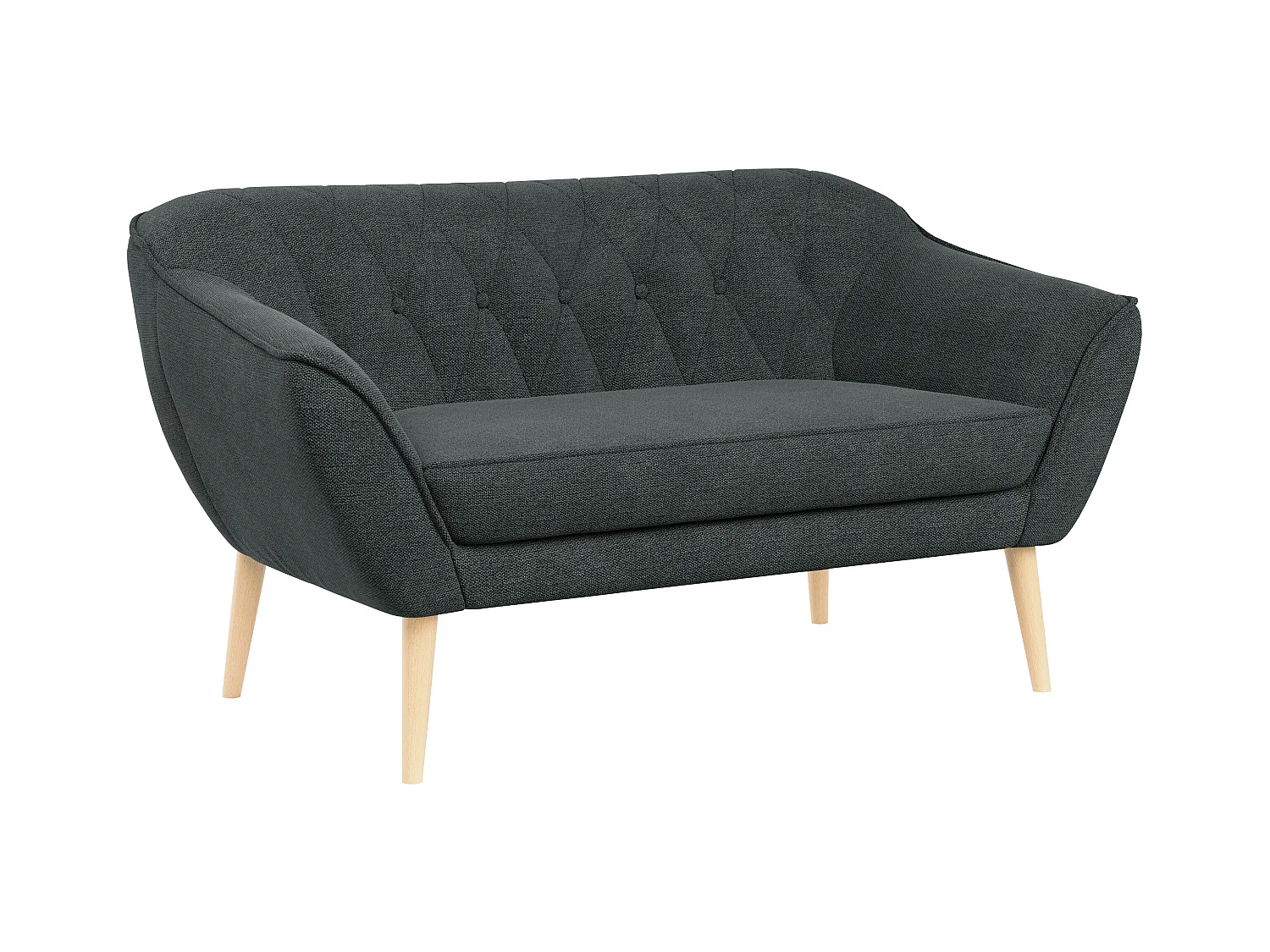 Sofa PIRS - 2-Sitzer, mit Armlehnen, Skandinavisches Design - Dunkelgrau Stukture