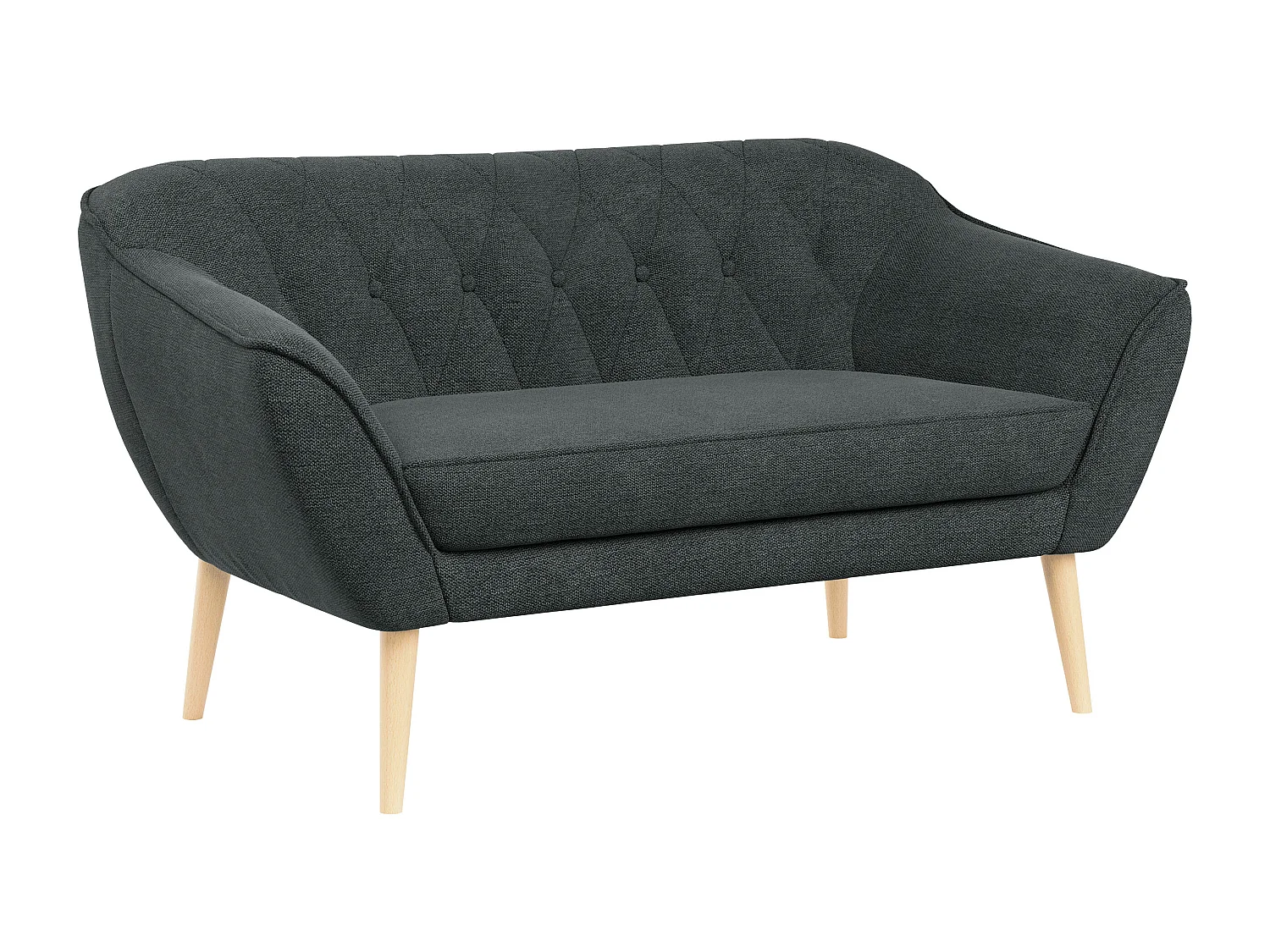 Sofa PIRS - 2-Sitzer, mit Armlehnen, Skandinavisches Design - Dunkelgrau Stukture