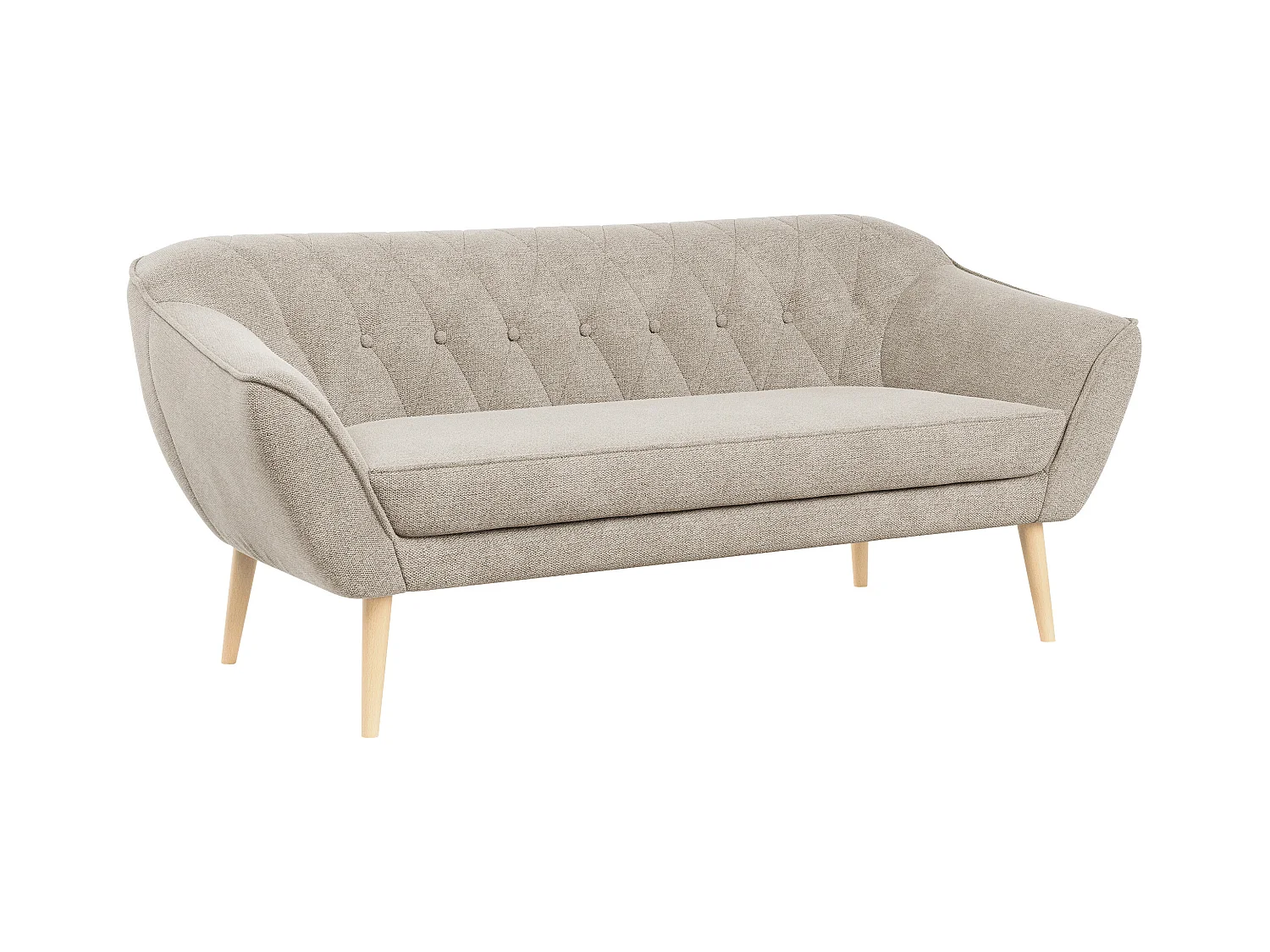 Sofa PIRS - 3-Sitzer Skandinavischer Sofa, mit Armlehnen, Holzbeine - Beige Stukture