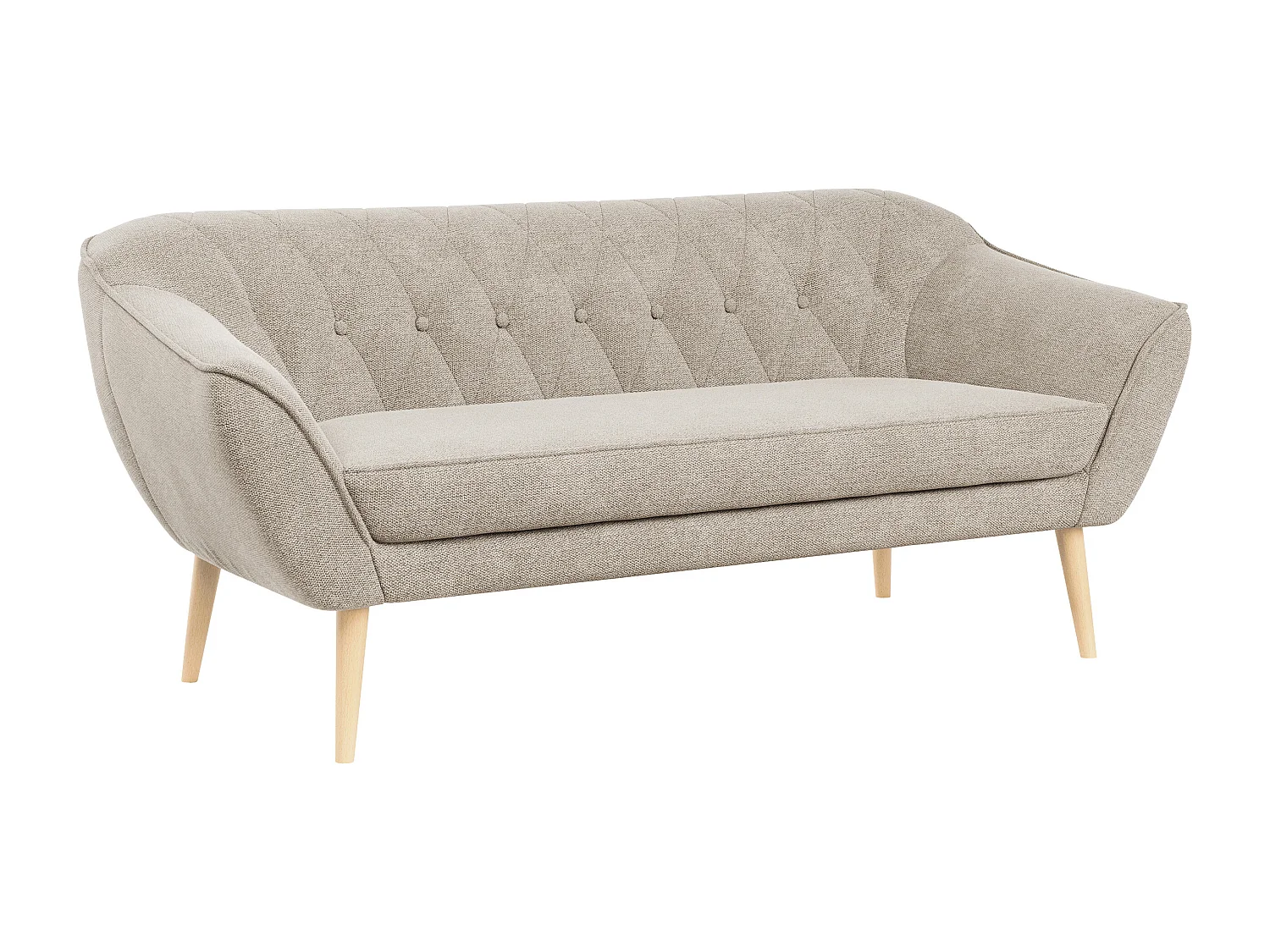 Sofa PIRS - 3-Sitzer Skandinavischer Sofa, mit Armlehnen, Holzbeine - Beige Stukture
