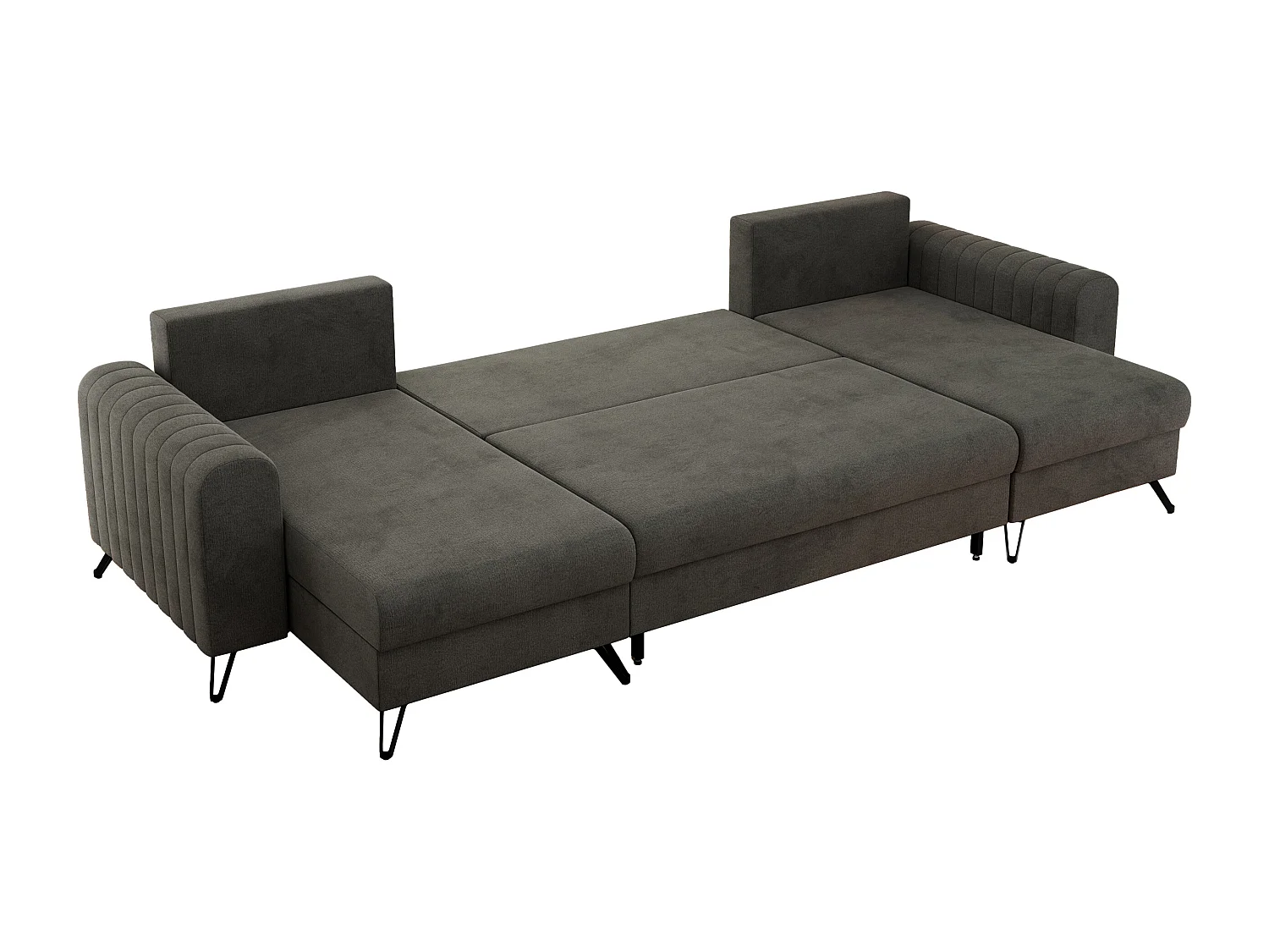 Ecksofa AXEL U, lose kissen, Ecksofa l-förmig, schlaffunktion und Bettkästen - Dunkelgrau Velvet