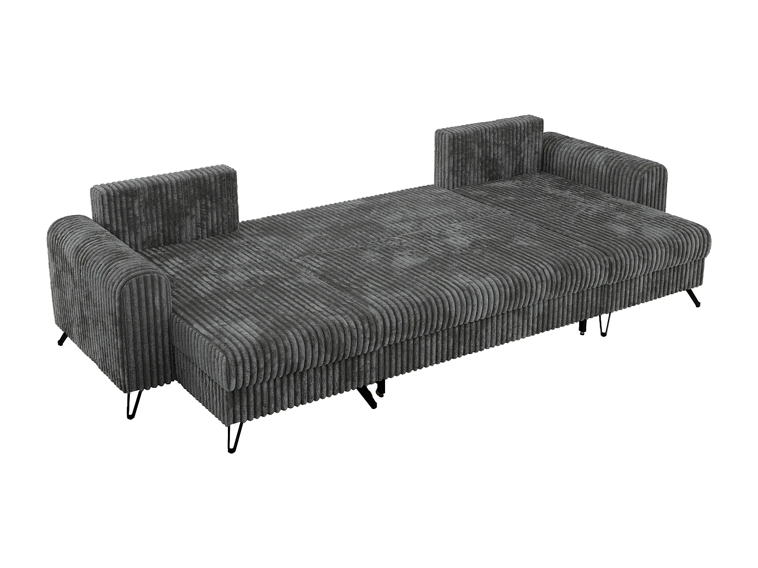 Ecksofa AXEL U, lose kissen, Ecksofa l-förmig, schlaffunktion und Bettkästen - Dunkelgrau Cord