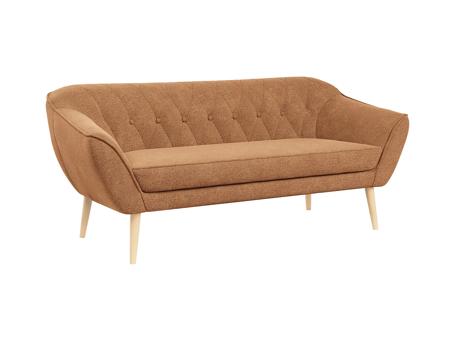 Sofa PIRS - 3-Sitzer Skandinavischer Sofa, mit Armlehnen, Holzbeine - Orange Stukture